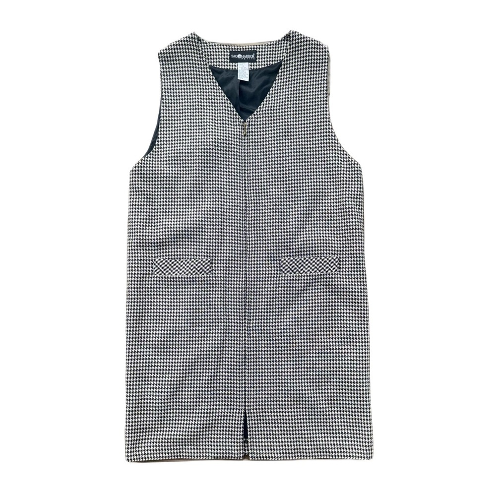vintage sag harbor houndstooth front zip jumper